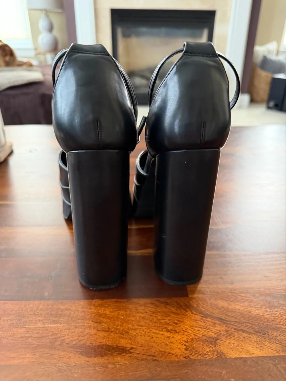 SHEIN Black Platform Mary Jane Heels with Ankle Strap